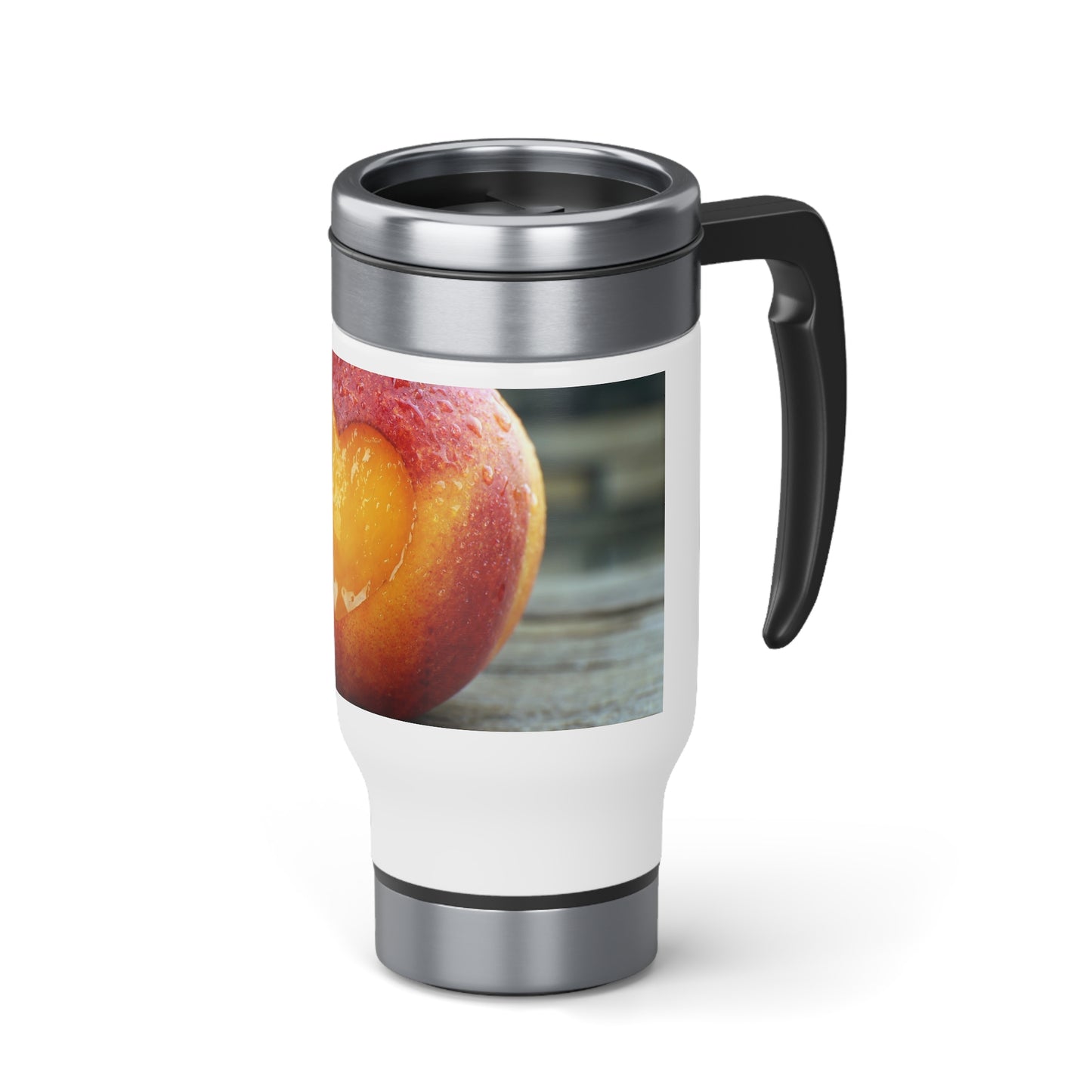 SS peach heart Travel Mug with Handle, 14oz