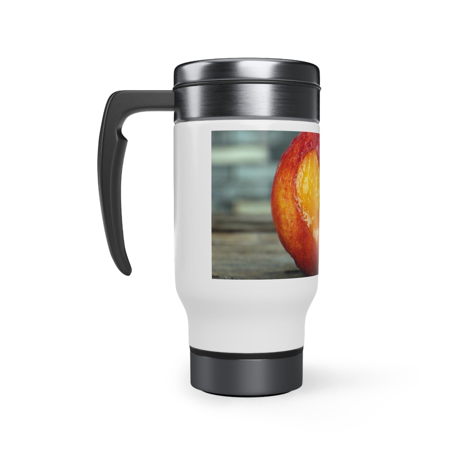 SS peach heart Travel Mug with Handle, 14oz