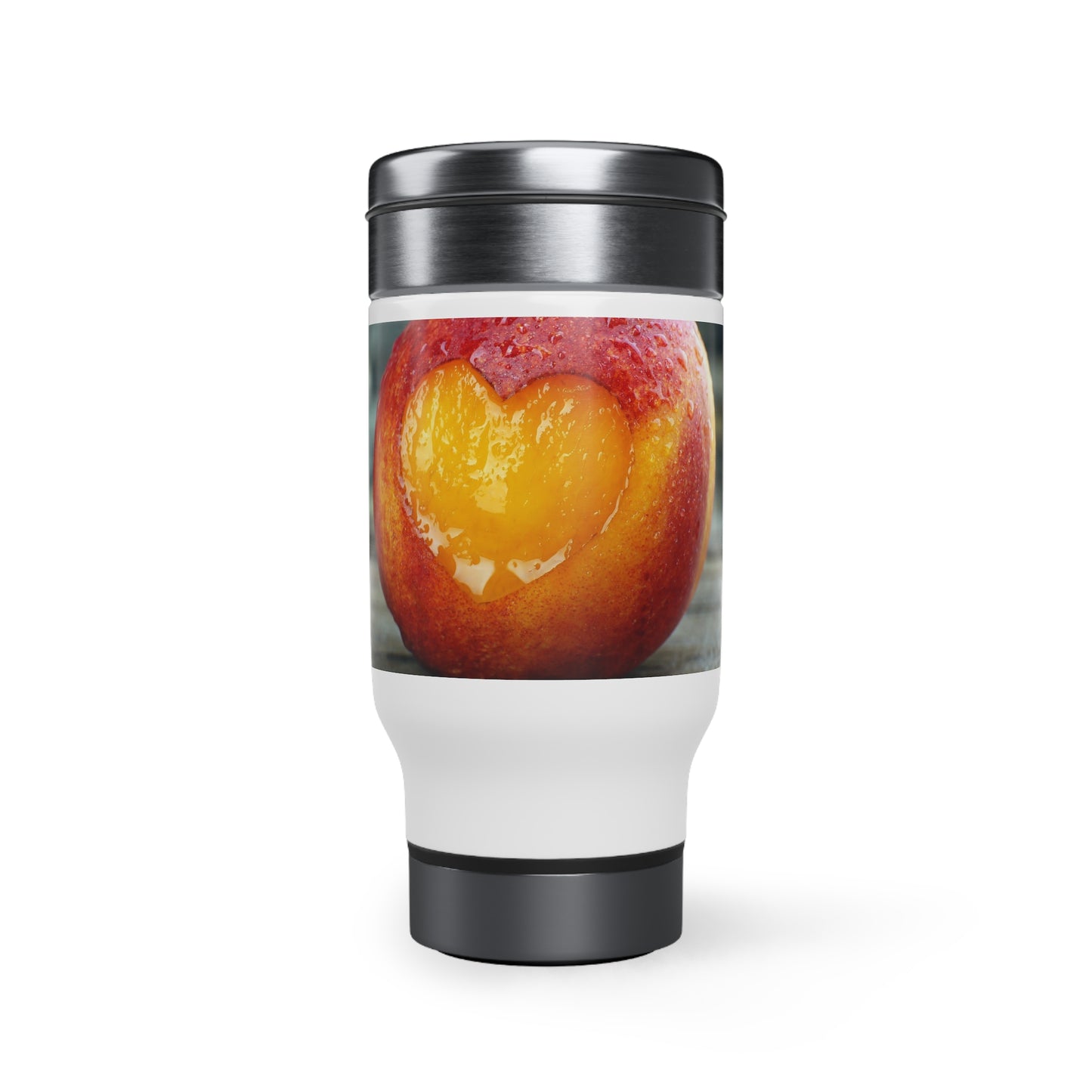 SS peach heart Travel Mug with Handle, 14oz