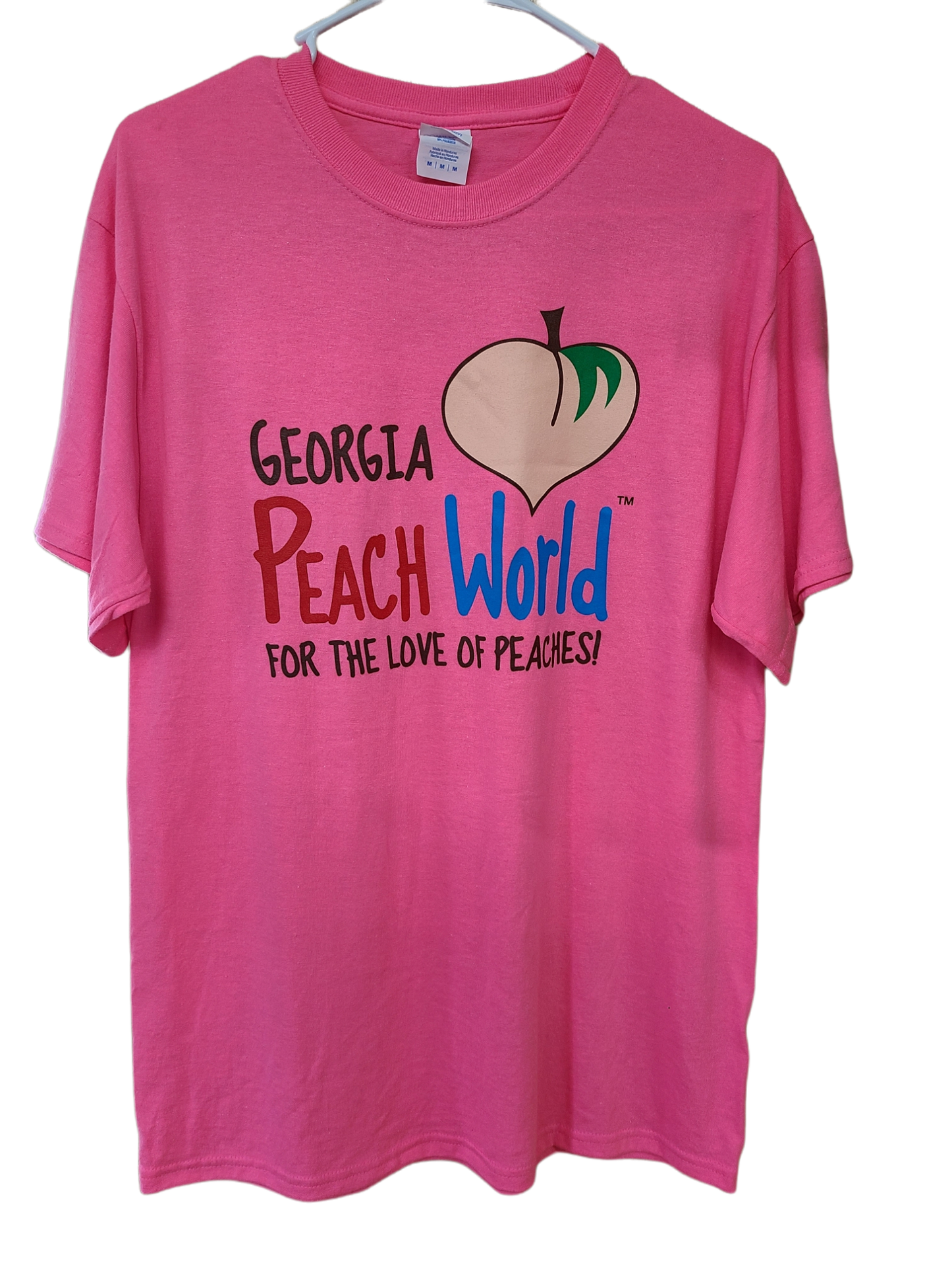 Dark Pink crew neck t-shirt with Georgia Peach World Branding logo