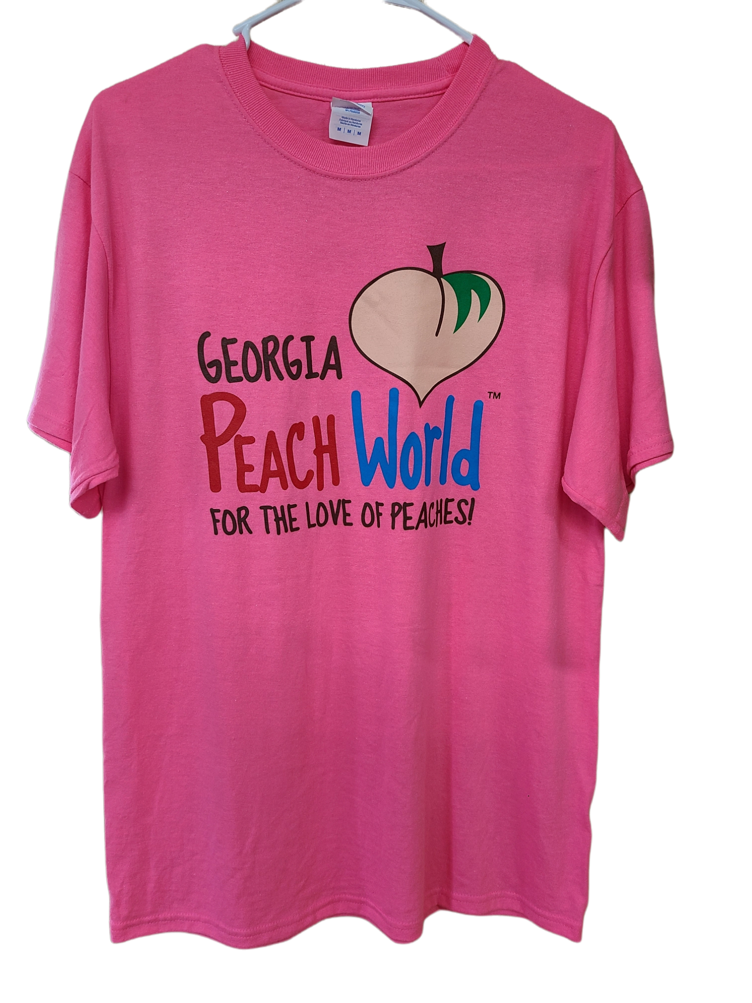 Dark Pink crew neck t-shirt with Georgia Peach World Branding logo